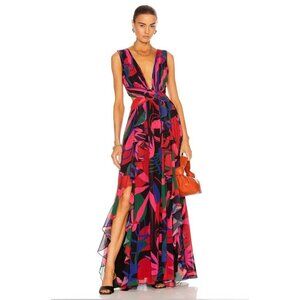 PatBO Rio Print Cut Out Maxi Dress Black Resort Beach